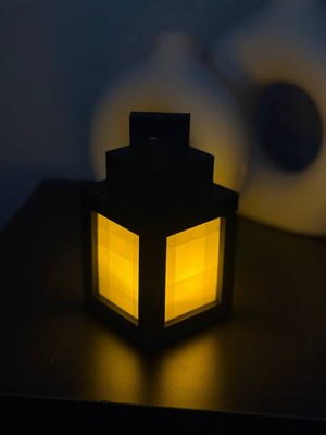 Empressco Modern Siyah LED Fener Tasarımlı Sıcak Sarı Işık Lambası