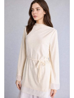 DeFacto Regular Fit Uzun Kollu Ekru Tunik H3098AX26SM