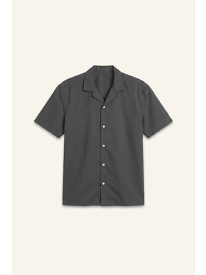 DeFacto Regular Fit Polo Yaka Pamuklu Kısa Kollu Antrasit Gömlek H6156AX26SM