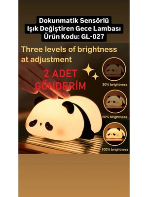 Empressco Sensörlü Panda Gece Lambası, 2'li Set, Renkli ve Rahat Kullanım