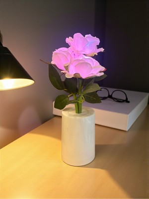 Empressco Güllü Dekoratif LED Işıklı Lamba 27X8 Cm, Şık ve Parlak Ortamlar Için