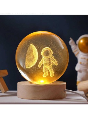 Empressco 3D Astronot Kristal Cam Gece Lambası, Şık ve Parlak Dekorasyon Parçası