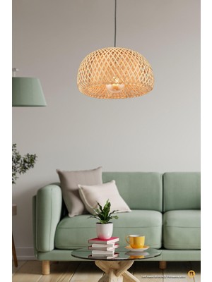 Empressco Modern Rattan ve Bambu Sarkıt Avize, Şık Iskandinav Tasarım