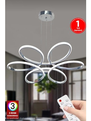 Empressco 3 Renk Krom Gümüş LED Avize, Salon ve Orkide Tasarımı