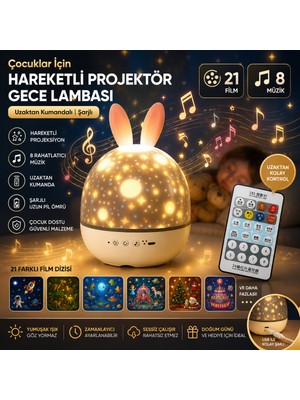 Empressco Renkli 21 Film ve 8 Müzik ile Hareketli Çocuk Projektörü, Uzaktan Kumandalı