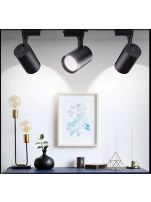 Empressco Siyah Kasa Beyaz Işık 3'lü 360° Dönen LED Ray Spot Armatür