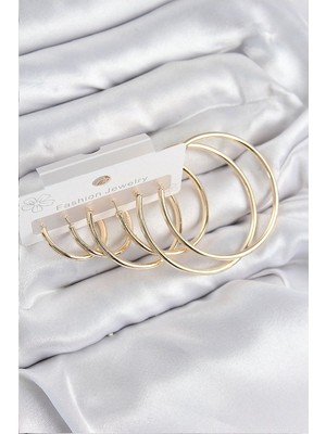 Clariss Pirinç Halka Model Gold Renk Kadın Set Küpe