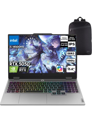 Lenovo Loq 15IRX10 I5-14500HX 64-Gbddr5 1 Tb RTX5050 (8GB-GDDR7-100W) 15.6" Fhd Windows 11 Home + Qb Sırt Çantası 83JE012FTRQB33