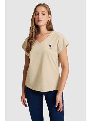 U.s. Polo Assn. Kadın Açık Haki Tişört Basic 50323541-VR183
