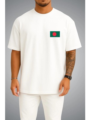 Bahriyeli Collection Oversize Bangladeş Bayrağı Cep Baskılı Unisex T-Shirt