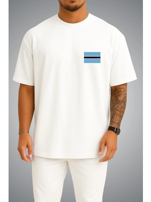 Bahriyeli Collection Oversize Botsvana Bayrağı Cep Baskılı Unisex T-Shirt
