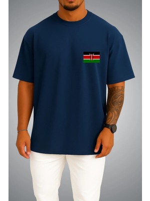 Bahriyeli Collection Oversize Kenya Bayrağı Cep Baskılı Unisex T-Shirt