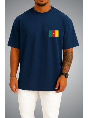 Bahriyeli Collection Oversize Kamerun Bayrağı Cep Baskılı Unisex T-Shirt