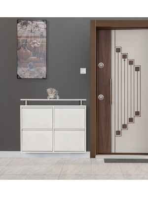 Kaser Beyaz Metal 2+2 Ayakkabılık Modern Tasarım 81 cm Yükseklik 98 cm Genişlik