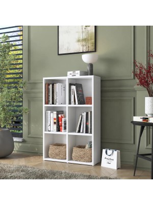 Rani HC120 Kitaplık 4 Raflı Çalışma Odası Kütüphane Modern Duvar Rafı Beyaz