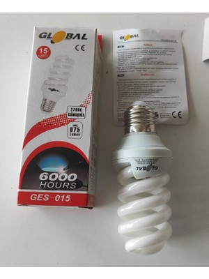 Global  15W E27 Duy 2700K Gün Işığı Spiral Tasarruflu Ampul