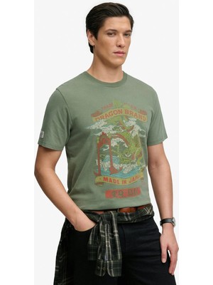 Superdry Yeşil Erkek Yazı Baskılı T-Shirt
