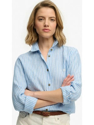Superdry Mavi Kadın Çizgili Gömlek W4010587A