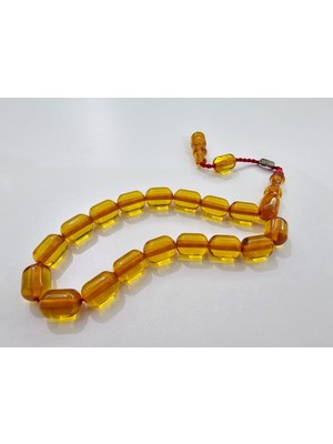 Zeyzun Usta Çift Imzalı Bilek Boy Efe Maskot Sıkma Kehribar Tespih 15 x 11 mm Kapsül Kesim