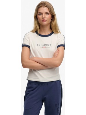 Superdry Beyaz Kadın Logo Baskılı T-Shirt W1011879A