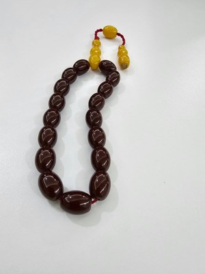 Zeyzun Usta Imzalı Bilek Boy Efe Maskot Sıkma Kehribar Tespih 15 x 11 mm Kapsül Kesim