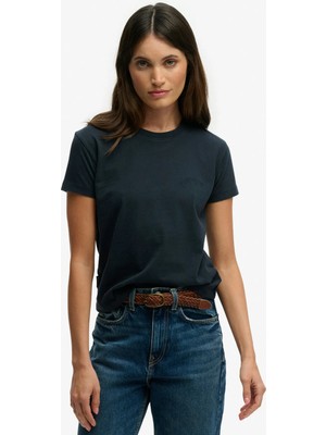 Superdry Lacivert Kadın Logo Baskılı T-Shirt W1011346A