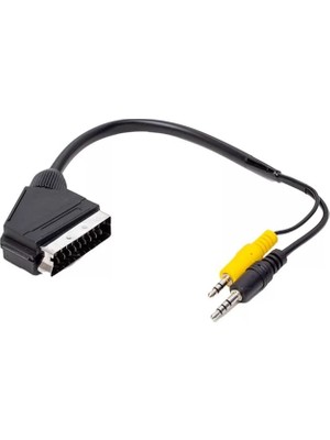 KSB Store Uydu Alıcısı Av Kablo 3.5 mm Stereo Erkek-Scart Kablo 35 cm Uzun-Kısa Jack Bir Arada