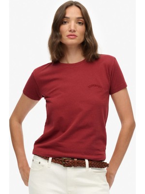 Superdry Bordo Kadın Logo Baskılı T-Shirt W1011346A