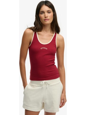 Superdry Bordo Kadın Logo Baskılı Atlet W6012170A