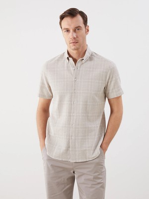 Lc Waikiki Yeni Sezon Regular Fit Kısa Kollu Ekose Poplin Erkek Gömlek