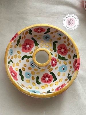 Empressco El Yapımı Çiçek Desenli Şamdan Mumluk ve Tütsülük, Şık Dekorasyon