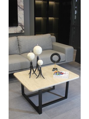 Decoramis Palermo Orta Sehpa Traverten - Siyah - Dekoratif Orta Sehpa- Orta Sehpa