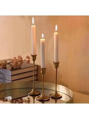 Empressco Vintage Şamdan, Gold Şamdan Metal 3’lü, Hafif Eskitme Şamdan, Mum Tutacağı, Şamdan Goldşmdan - Fiyatı, Yorumları