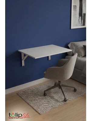 Tulip Life Duvara Monte Katlanır Mdf Masa 60 x 45 cm Demir Ayaklı Katlanır Sehpa TLPM02M