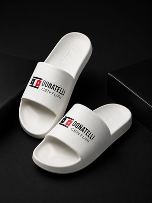 Yonca Outlet Donatelli Centuri Siyah - Beyaz  Logolu Unisex Rahat Eva Terlik