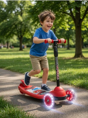 Empressco Frenli LED Işıklı 3 Üç Tekerlekli Yükseklik Ayarlı Runner Kız Erkek Kırmızı Çocuk Pembe Scooter - Fiyatı, Yorumları