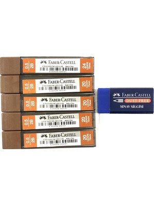 Faber-Castell Faber Castell 0.5 Uç Kalem Uçları 5'li Paket + Mavi Renkli Silgi ile Birlikte