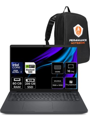 Dell Pro Max 16 Core Ultra 7 255H Rtx Pro 500 Blackwell 6gb 80GB Ram 256GB SSD 16" Fhd+ Freedos MC16250P343 Iş Istasyonu + Per4 Çanta