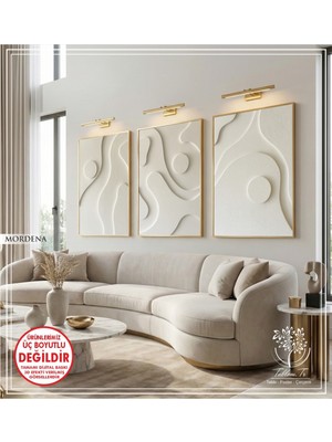 Empressco Dijital Baskılı Gold Metal Çerçeveli Gerçek Camlı 3'lü Set
