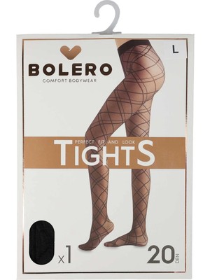 Bolero Kadın 20 Den Ekose Desen Külotlu Çorap Siyah