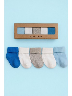 Baby Socks 5 Çift Kutulu Pamuklu Çok Renkli Erkek Bebek Çorabı