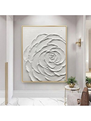 Empressco Beyaz Çiçekli Metal Çerçeveli Poster Cam Tablo, Şık Dekorasyon Parçası