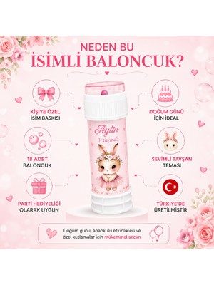 Bkmc Kişiye Özel Isimli Baloncuk 18 Adet – Tavşan Temalı Doğum Günü Parti Hediyeliği Köpük Baloncuk Seti