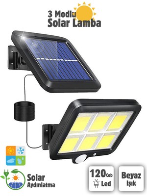 Empressco 120 LED Sensörlü Güneşli Sokak Lambası, 4,5m Kablo, 3 Mod