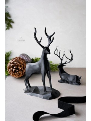 Jeane Home Decor 2li 18CM Dekoratif Hediyelik Obje Biblo Bioplastik Geyik Seti