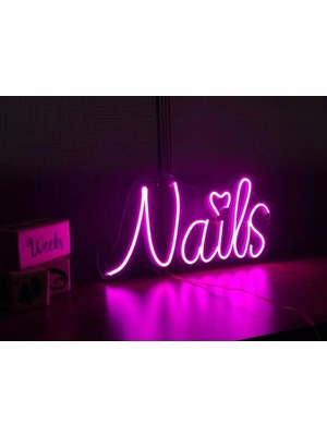 Deccor Evim Nails Tırnak  Neon LED Işıklı Yazı