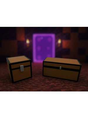 ESM 3D Minecraft 2 Li Sandık Dekoratif Kutu - Masaüstü Saklama ve Düzenleyici Kutu