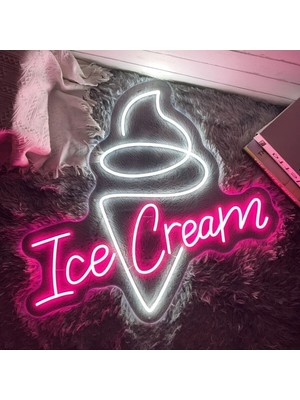 Deccor Evim Ice Cream Dondurma Neon LED Tabela 60 cm