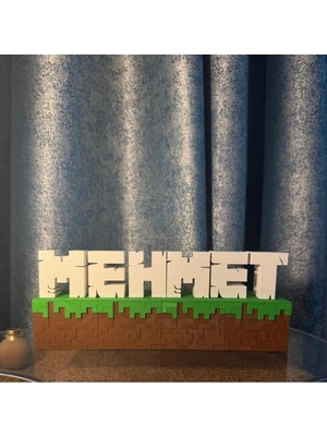ESM 3D Isme Özel Minecraft Blok Dekor 9-10 Harf