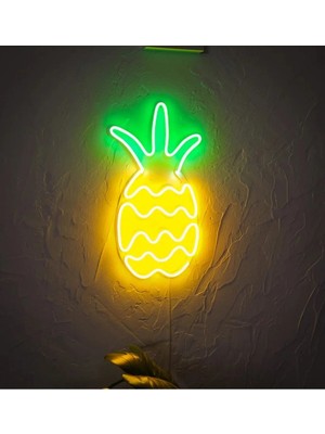 Deccor Evim Ananas Neon LED Pineapple Neon LED Aydınlatma